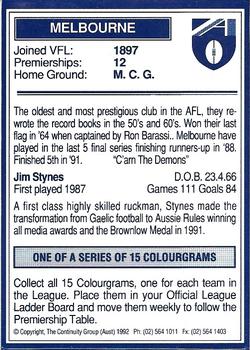 1992 AFL Colourgrams #NNO Jim Stynes Back